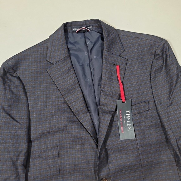 Tommy Hilfiger Brown Blue Plaid Blazer Mens 38R 38 Modern-Fit - Picture 3 of 5